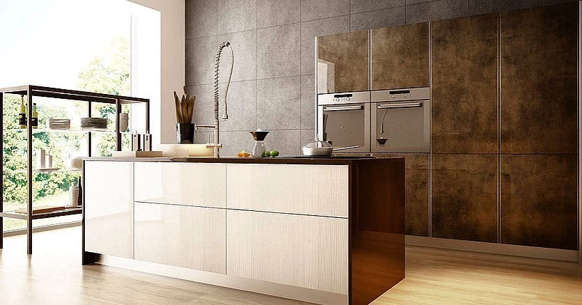 Costa Kitchens countertop project: Contemporary Waterfall Edge Quartz Countertop
